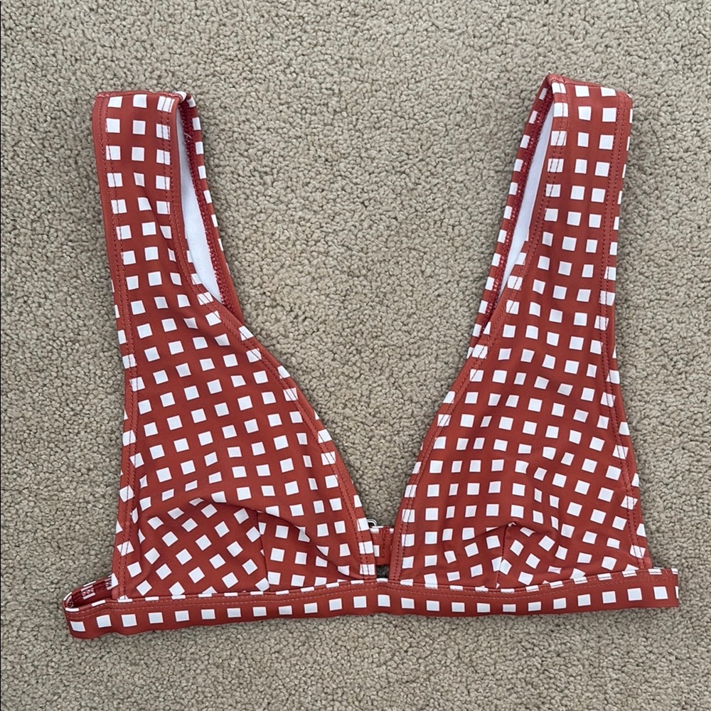 Red and White Checkered Bikini Top